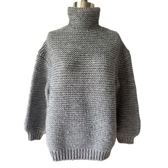 Proenza Schouler CHUNKY KNIT SWEATER size S Gray Wool Blend - Picture 2 of 10